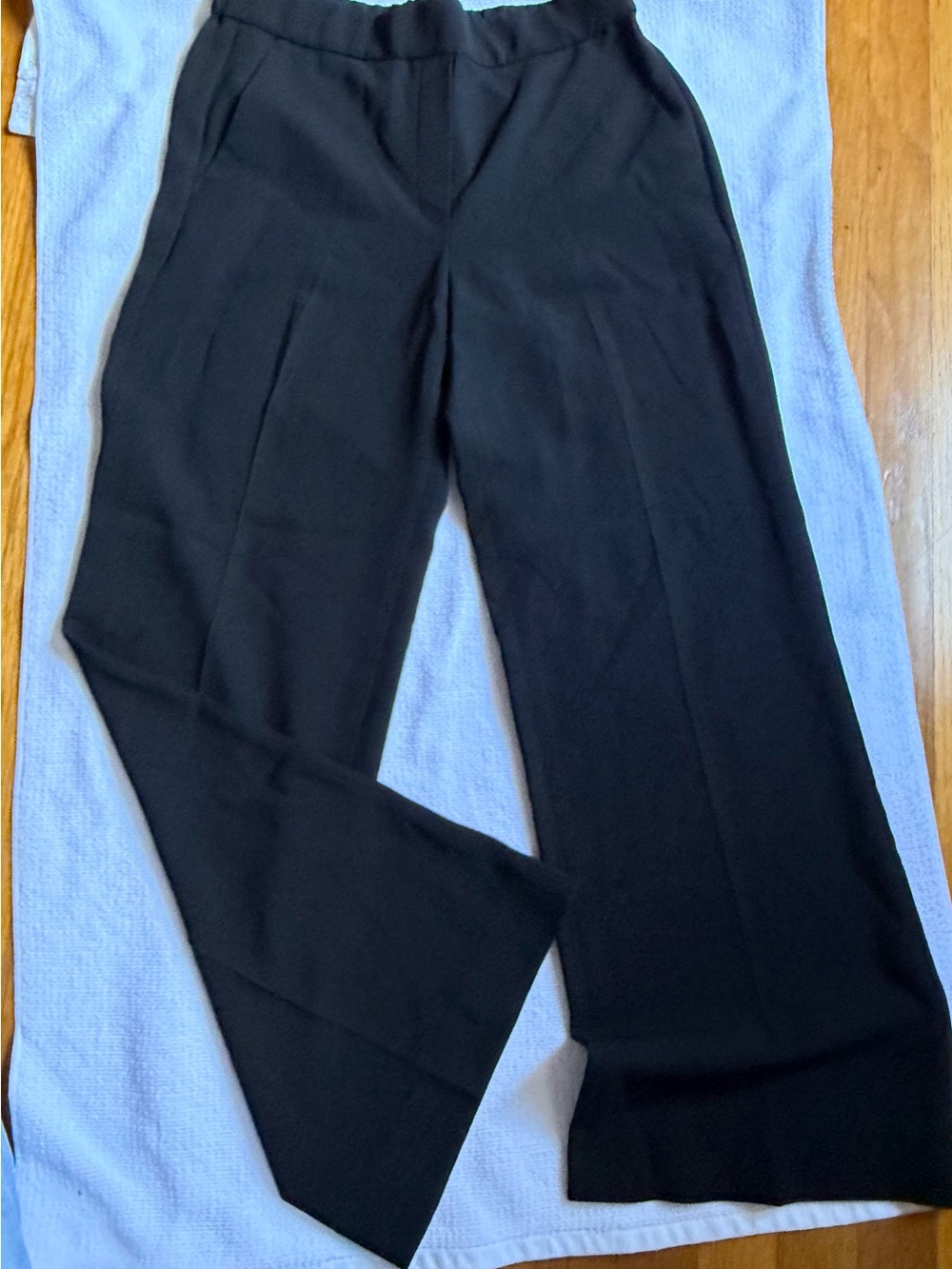 Theory Black Elastic-Waist Wide Leg Trousers